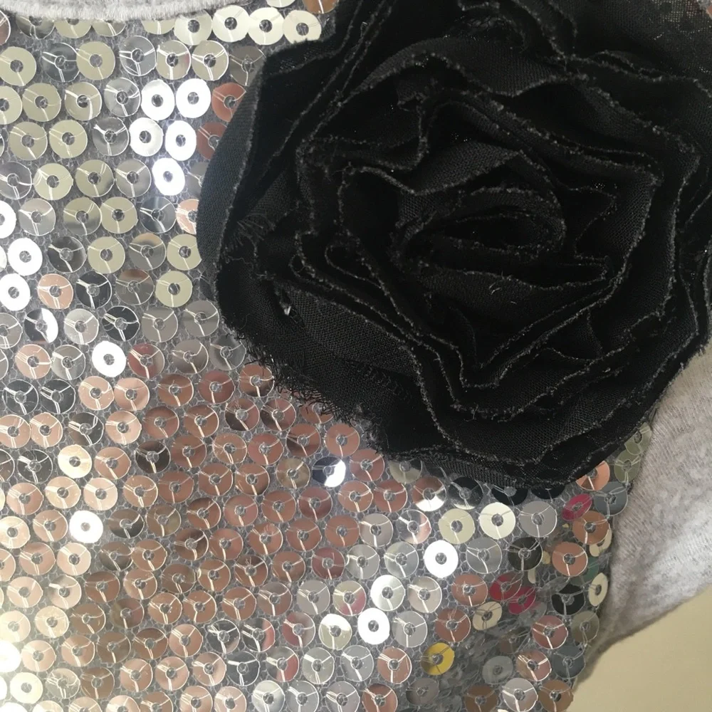Justice sequin tee with‎ fabric flower
